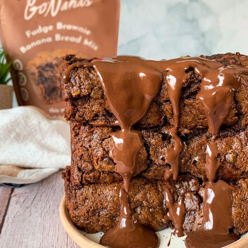 GoNanas Fudge Brownie Oat Flour Banana Bread Mix, Gluten Free Vegan Snack, 1pk