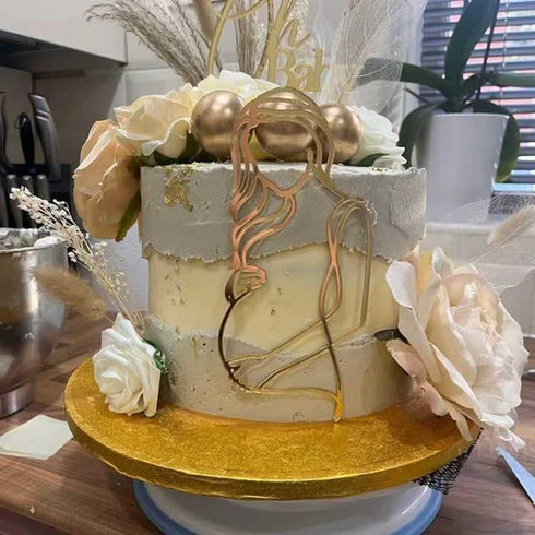 Wkeldr Pregnant Women Cake Topper Pregnancy Announcement Cake Toppers Pregnancy Reveal Lady Cake Decor Acrylic Gold