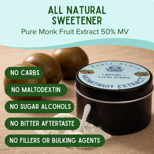 Noble Sloth 50% Pure Monk Fruit (Luo Han Guo) Extract - Mogroside V