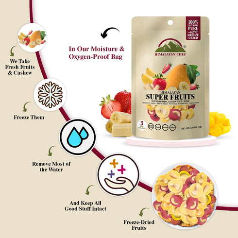 30g Packed Himalayan Chef Super Reds Freeze-Dried Fruit Cashew Nut Crisps, | Mix Superfood Fruits | Healthy Snacks