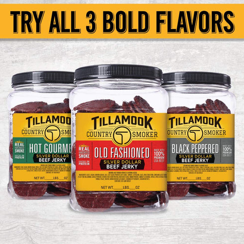 Tillamook Country Smoker (13 (15.2 20 Count) Real Hardwood Smoked Silver Dollar Beef Jerky, Old Fashioned Ounce)