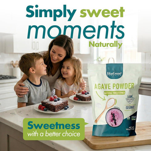 0.77 lb BLUE GREEN ORGANICS Organic Agave Sugar (Powder Form) Low Glycemic Sweetener Alternative Keto, Vegan, Gluten