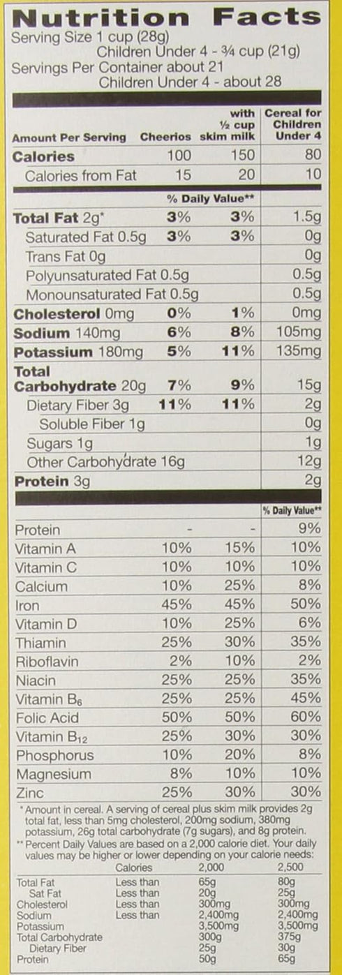 21 oz. (Pack 2) Cheerios, Breakfast Cereal, Gluten Free, Family Size, Cereal Box
