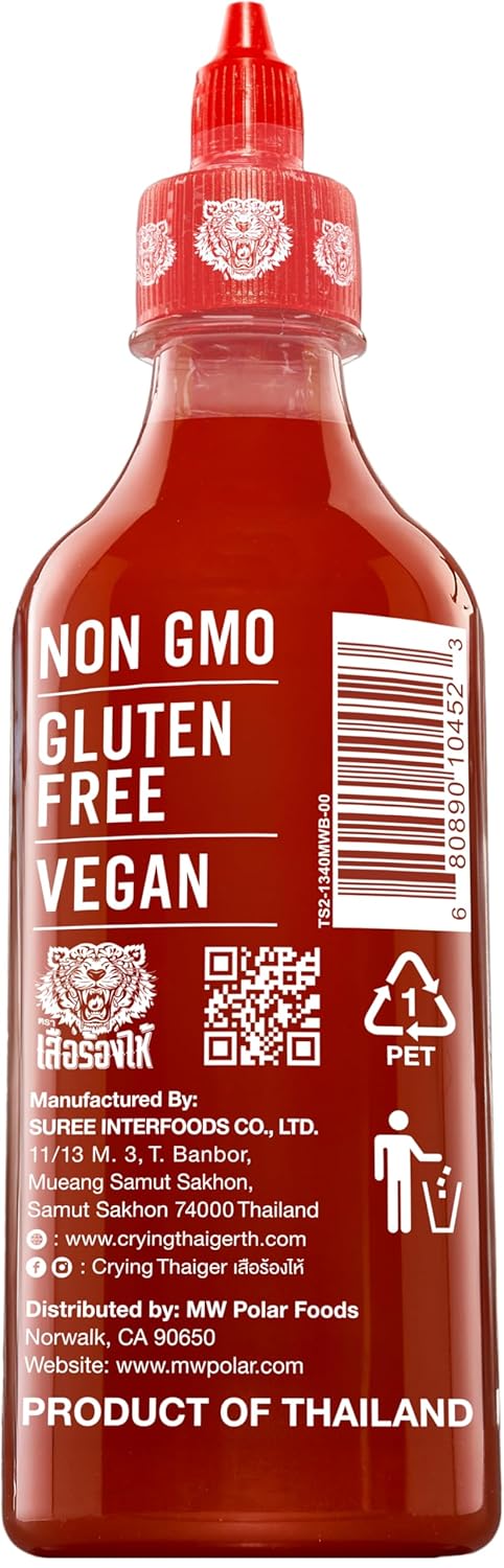 Crying Thaiger 18.6 (Pack 1) Sriracha Ketchup Chili Sauce in Squeeze Bottle Ounce, Vegan, Gluten Free, Non-GMO, from
