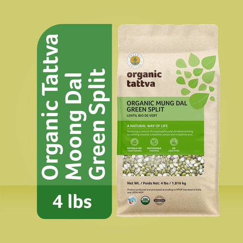 (4 lbs) Organic Tattva Moong Dal - Split Mung Beans Green Lentils Organic, Gluten Free, Vegan & Kosher - High Protein