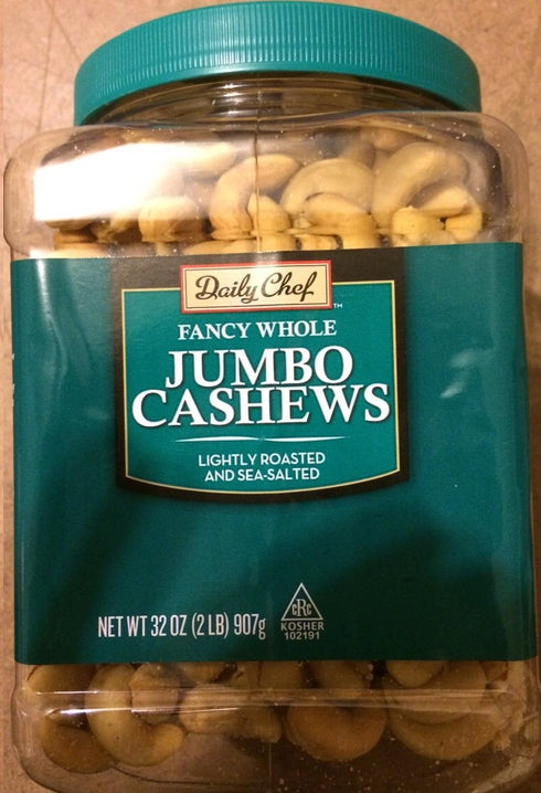 Daily Chef JUMBO CASHEWS Facny Whole 32 OZ