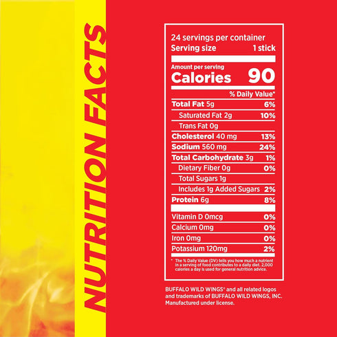 6g 0.97 oz. (24 Count) Slim Jim Giant Chicken Sticks, Buffalo Wild Wings Hot, Protein per Stick