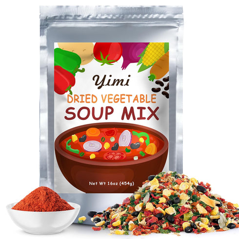 16 oz Yimi Spicy Ramen Toppings, Dehydrated Freeze Dried Vegetables Mix, Black Beans Tortilla Soup, Dry Veggie Flakes