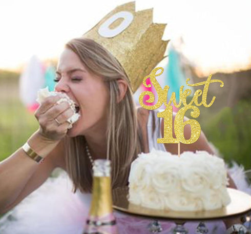 Rsstarxi 1 Pack 16th 16 16 16 16th Sweet Birthday Cake Topper Cheers to Years Sweet Cake Decorations Sixteen Hello