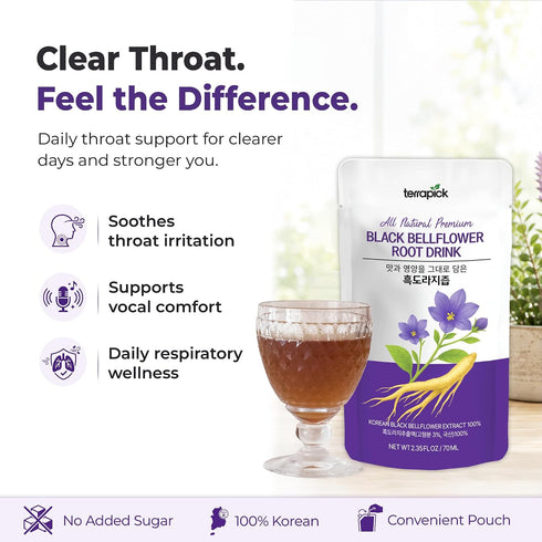 100% (30 TERRAPICK Korean Black Bellflower Extract Premium Root Juice for Lung & Throat Health, Korean-Grown Black
