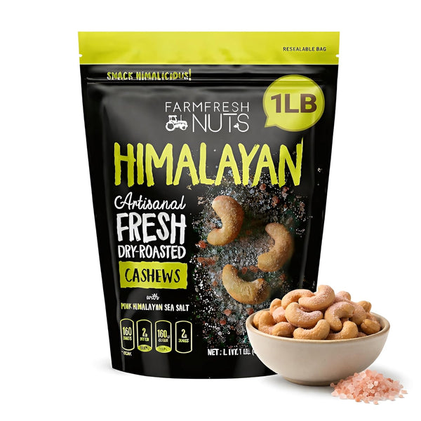 Dry Roasted Cashews Himalayan Salted (1 LB.) - Baked in Small Batches