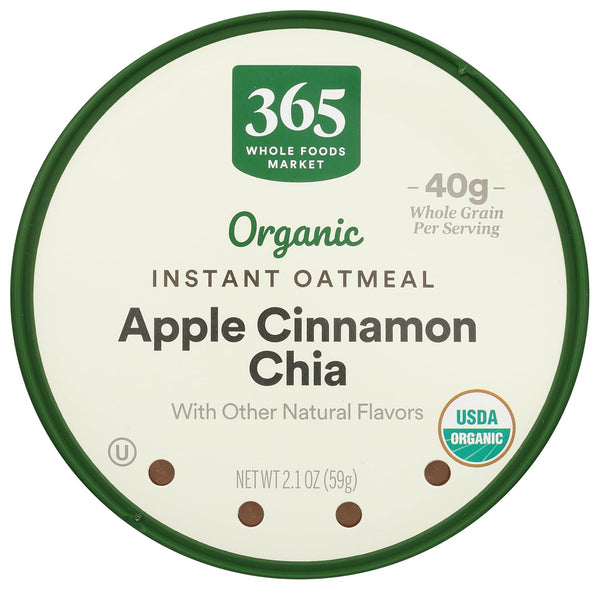 365 by Whole Foods Market, Organic Instant Oatmeal, Apple Cinnamon Chia, 2.1
