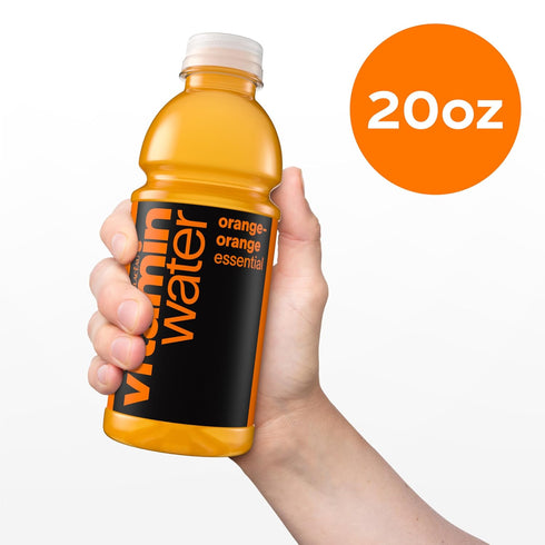 20 oz 12 Pack vitaminwater Essential Orange-Orange, Flavored Water Beverage, fl Bottles