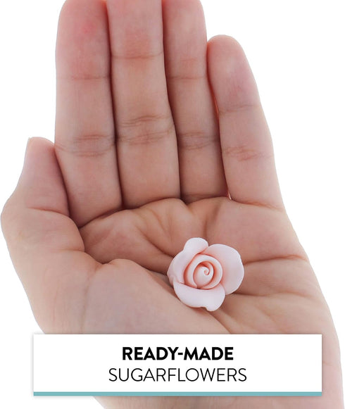18 Count Global Sugar Art Rose Sugar Flowers, Pink Unwired, Very Small, by Chef Alan Tetreault