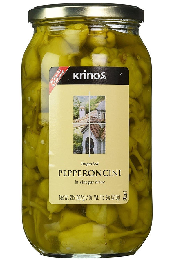 Krinos Imported Pepperoncini in Vinegar Brine, Bold Flavor, Crunchy, Ready to Eat