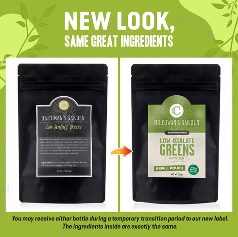 Dr. Cowan's Garden Low-Oxalate Greens Veggie Powder Refill Pouch - Beyond Organic Superfood Greens Vegetable Powder