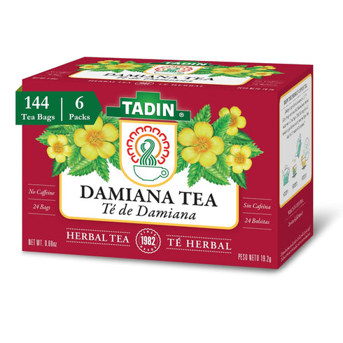 Tadin Damiana Tea, Herbal Tea, Caffeine Free, 24 Tea Bags Per Box,