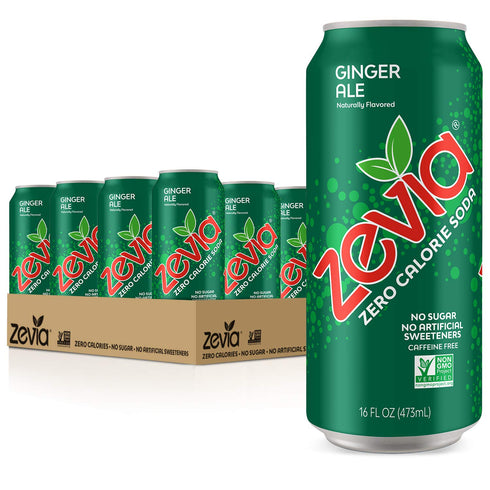 Zevia (24 Pack 12 oz 12 Pack 16 oz) Zero Calorie Ginger Ale Soda Cans of +