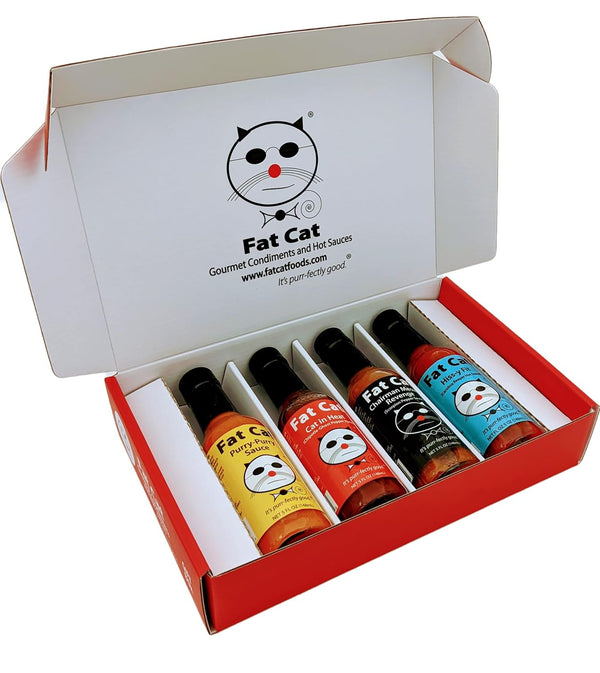 Funny Cat Name Natural Hot Sauce Gift Box and Bundle by Fat