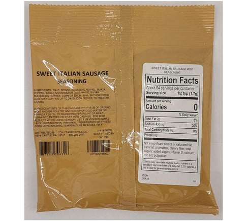 Con Yeager 351 3.9oz #30635 Spices Sweet Italian Sausage Seasoning