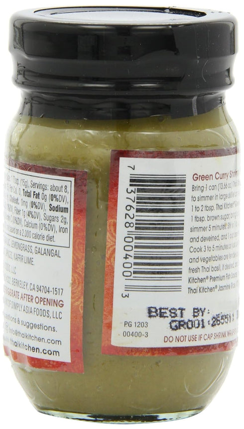 4 (Pack 12) Thai Kitchen Green Curry Paste, Vegan Friendly, Gluten Free, Ounce