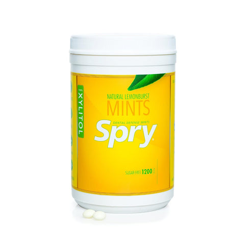 1200 Count (Pack 1) Spry Xylitol Lemon Burst Mints Sugar Free Candy - Promote Oral Health, Increase Saliva Production