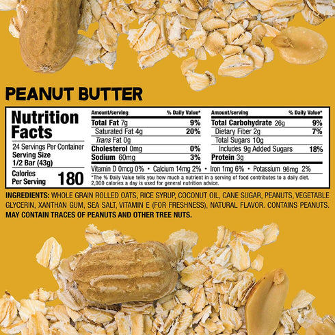 Pack 12 Bobo's Peanut Butter Oat Bars, Gluten Free, Non-GMO, Whole Grain Oats, of | Snack Bars | On-the-Go | Made