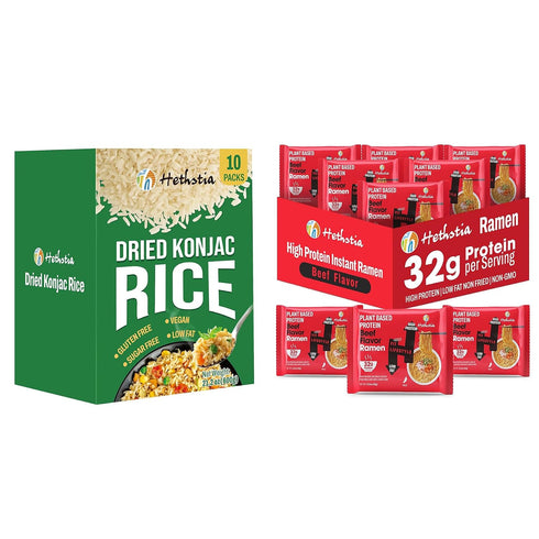 Hethstia Dried Shirataki Rice, Vegan Konjac Dry Rice (10 x 2.12oz) +