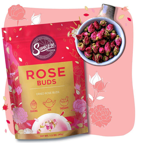 Suncore Foods Dried Rose Buds Bloom, Caffeine-Free Gluten-Free Tea, Non-GMO, 1.5oz (1 Pack)