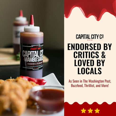 Capital City Mambo Sauce, Sweet Hot & Mild Variety, 12 oz Bottles (2 Pack), Perfect for Wings, Chicken, and More