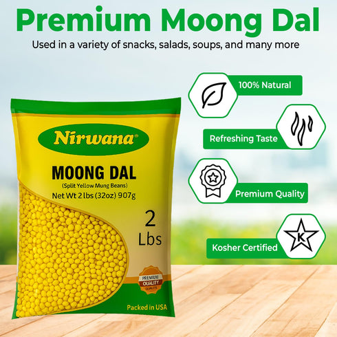 32oz Yellow Split Moong Beans (Moong Dal) Protein-Rich Lentils for Indian Cooking, Soup, and Everyday Meals