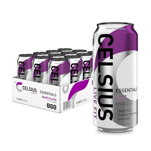 CELSIUS Essentials Sparkling Grape Slush, Sugar Free Performance Energy Drink, Can, 16