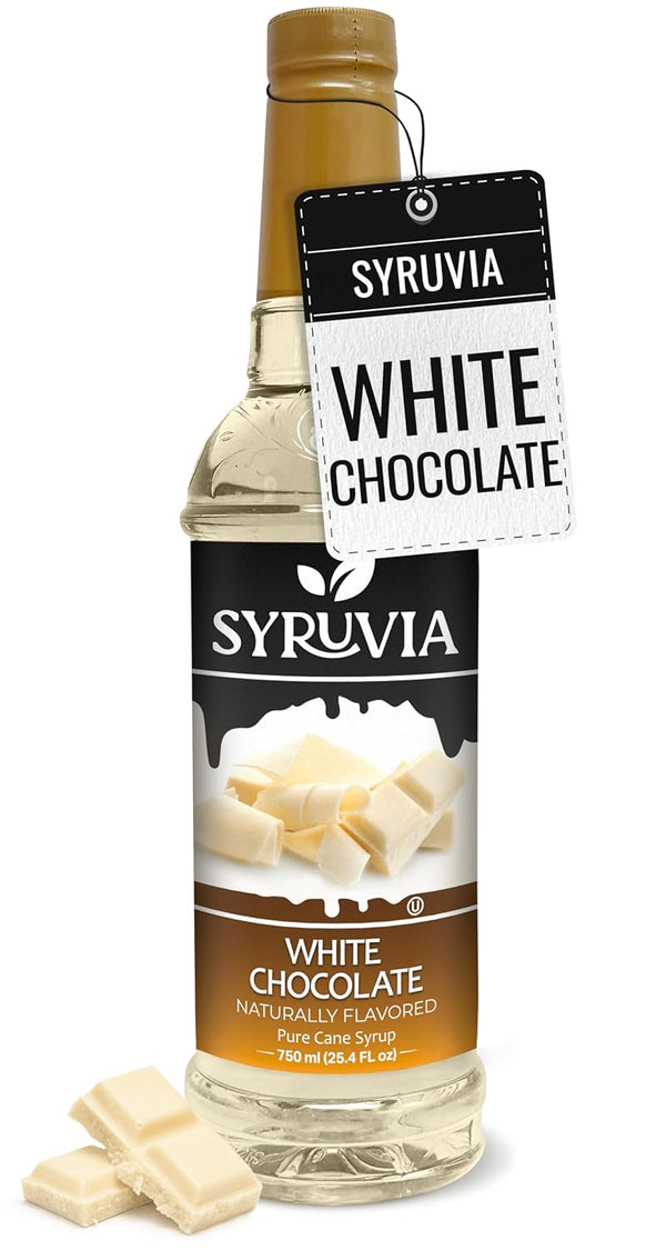 Syruvia Coffee Syrup, White Chocolate Flavored Syrup for Drinks, Lattes, and Desserts