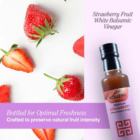 250ml Kouzini Ultra Premium Strawberry Fruit White Balsamic Vinegar, Aged Balsamic Vinegars from Modena, Italy