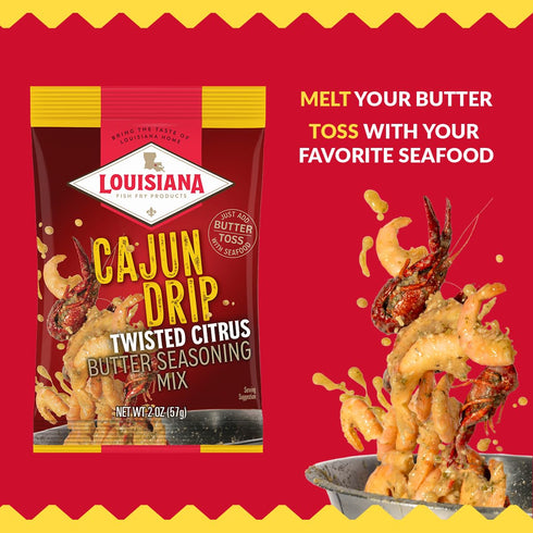 2oz Pack Louisiana Fish Fry Cajun Drip Bag - Seafood Seasoned Butter Sauce - Elevate your boiled seafood game