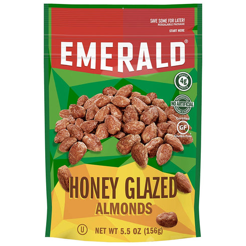 Generic Emerald Honey Glazed Almonds, Stand Up Resealable Bag, 5.5 Ounce (6-Pack)