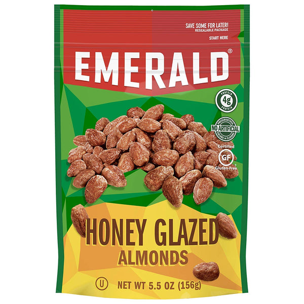 Generic Emerald Honey Glazed Almonds, Stand Up Resealable Bag, 5.5 Ounce (6-Pack)