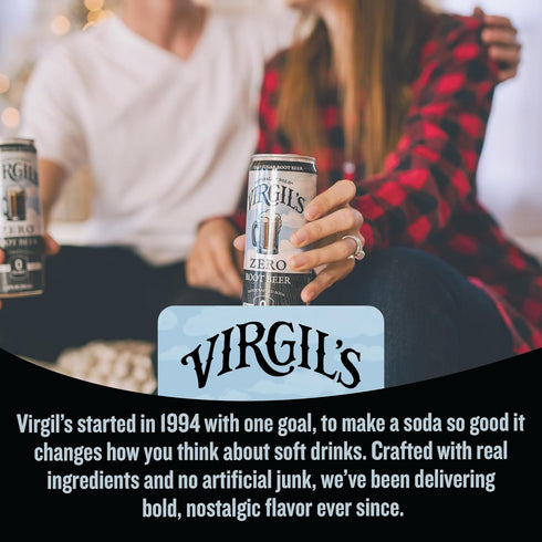 Pack 24 (12 oz 15 Virgil's Root Beer Zero Sugar Soda, of fl Can each) - Naturally Bold Handcrafted Root Beer Soda