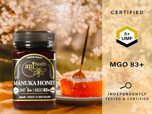 API Health 5+ 83+) 1.1 lb (500g) Manuka Honey UMF (MGO Pure New Zealand Honey