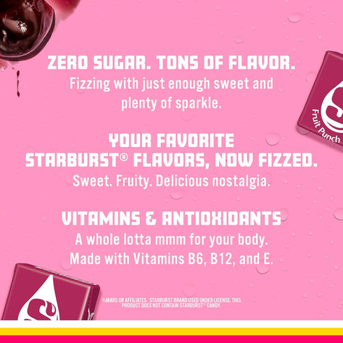 17 oz (Pack 12) Sparkling Ice STARBURST Fruit Punch, Zero Sugar Flavored Sparkling Water, with Vitamins