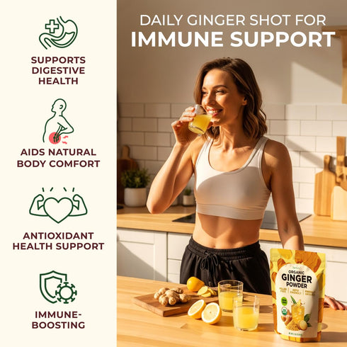 Set 2x1.1 Lb Gya Tea Co Pomegranate Powder & Ginger Power - Freeze-Dried Fruit & Root Blend - USDA Certified, No Sugar