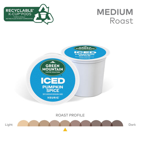60 Count (6 Packs 10) Green Mountain Coffee Roasters ICED Pumpkin Spice, Single Serve Keurig K-Cup Pods, Flavored Ice