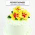 3 Count Global Sugar Art Hibiscus Sugar Cake Flowers, Yellow with Red, with Leaves by Chef Alan Tetreault
