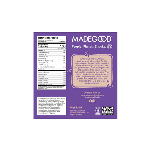 MadeGood Granola Mixed Berry Bars, 6ct, 5.09 oz.