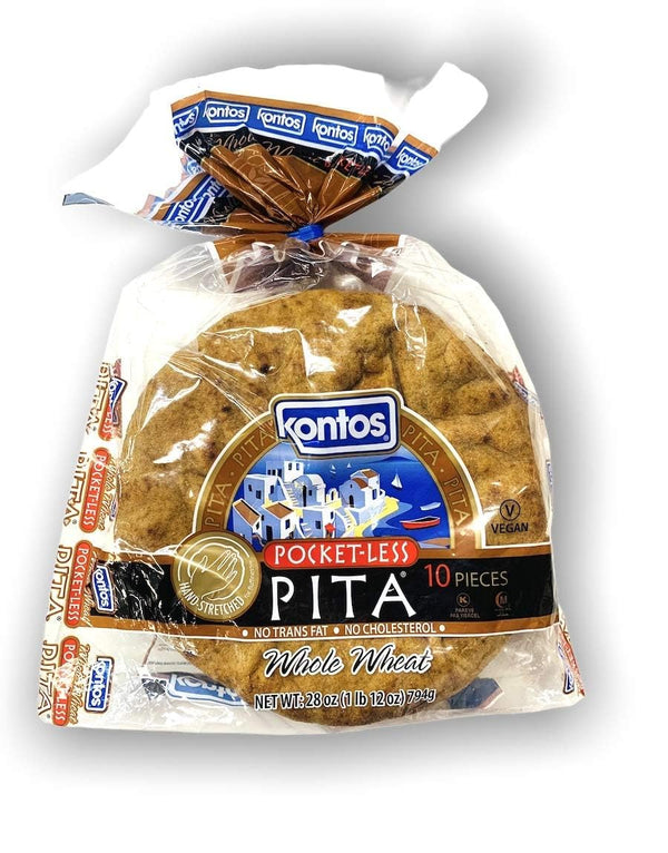 Kontos Bakery, Whole Wheat Smart Pockets Pita Bread, Low Sodium, Low Calorie, Naturally
