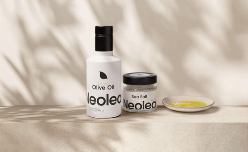 Set 250ml 100g Set Neolea Bread Dip w/ Greece Extra Virgin Olive Oil & Fleur de Sel Flaky Sea Salt Flakes