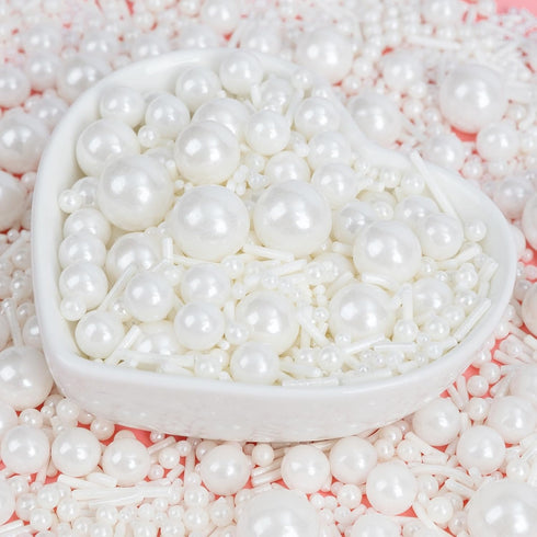 Jimmies 130g/4.58oz,Baking Edible White Sprinkles for Cake Decorating,Edible Pearl Sugar Mix Size Candy
