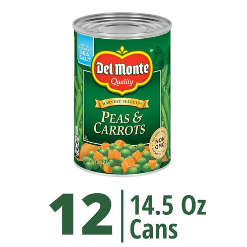 12 Pack, 14.5 oz Del Monte SPECIAL BLENDS Peas & Carrots, Canned Vegetables, Can