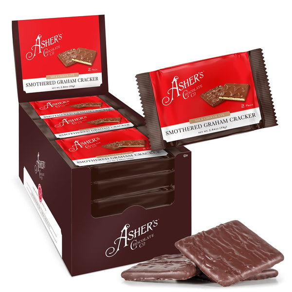 Asher's Chocolates, Chocolate Covered Grahams, Gourmet Sweet and Salty Candy, Individually Wrapped