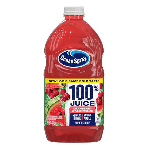 Ocean Spray 100% Juice Cranberry Watermelon Juice Blend, 64 Fl Oz Bottle